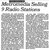 Metromedia sells WNEW-FM